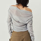 off shoulder velour top/blue