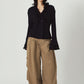 drop shoulder frill knit/black