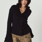 drop shoulder frill knit/black