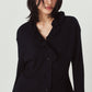 drop shoulder frill knit/black