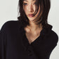 drop shoulder frill knit/black
