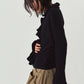 drop shoulder frill knit/black