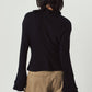 drop shoulder frill knit/black