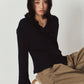 drop shoulder frill knit/black