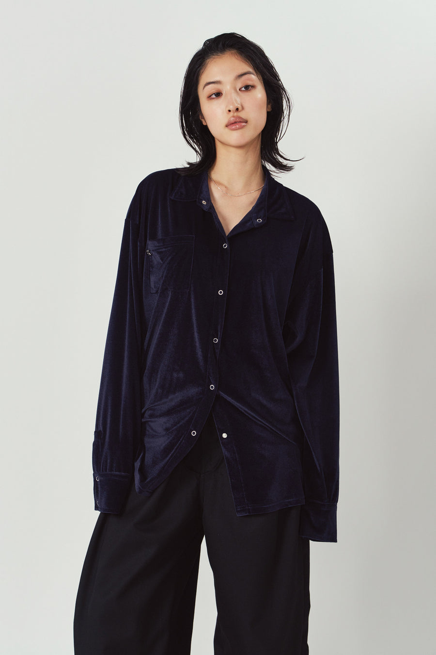 2way velour shirt/navy
