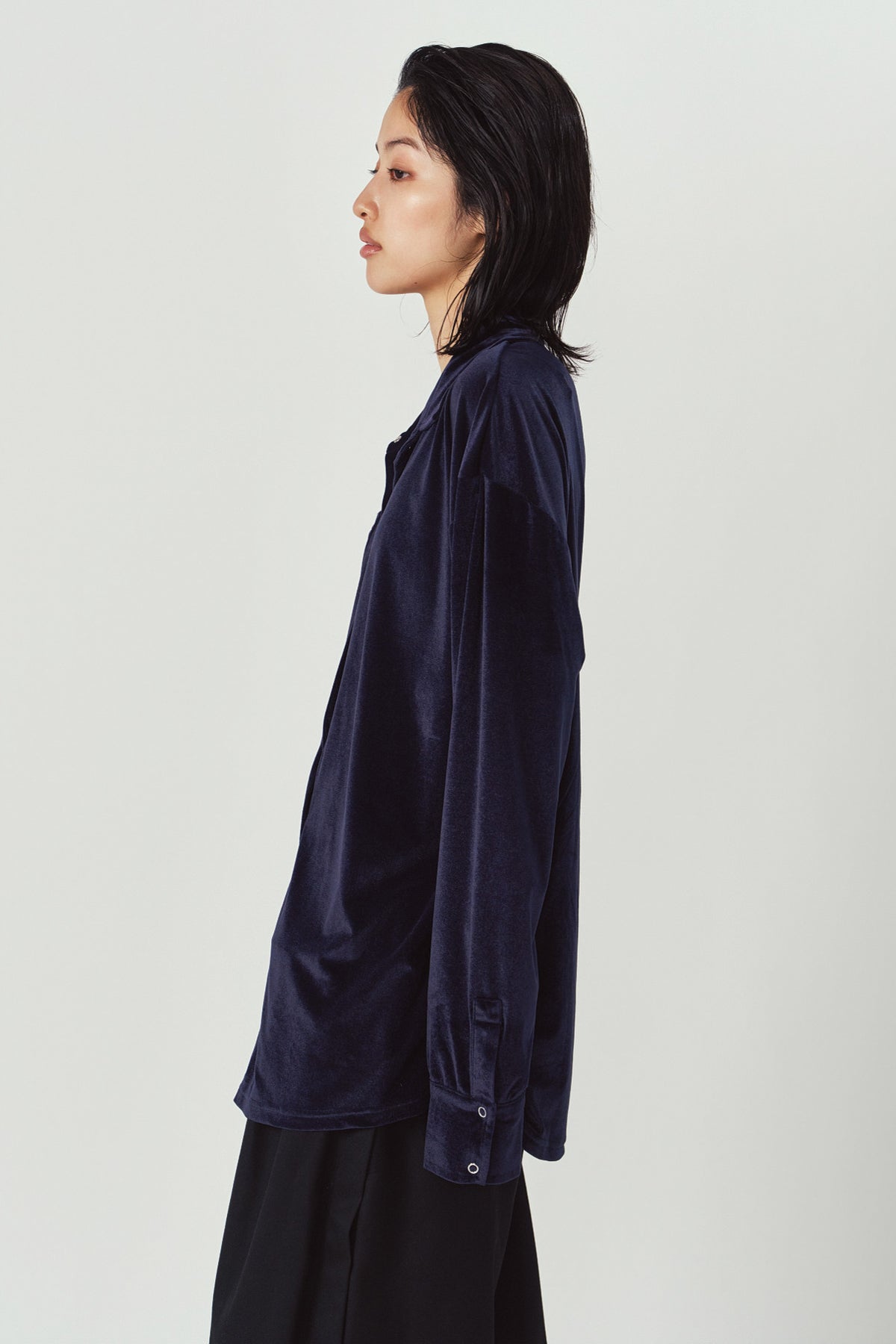 2way velour shirt/navy