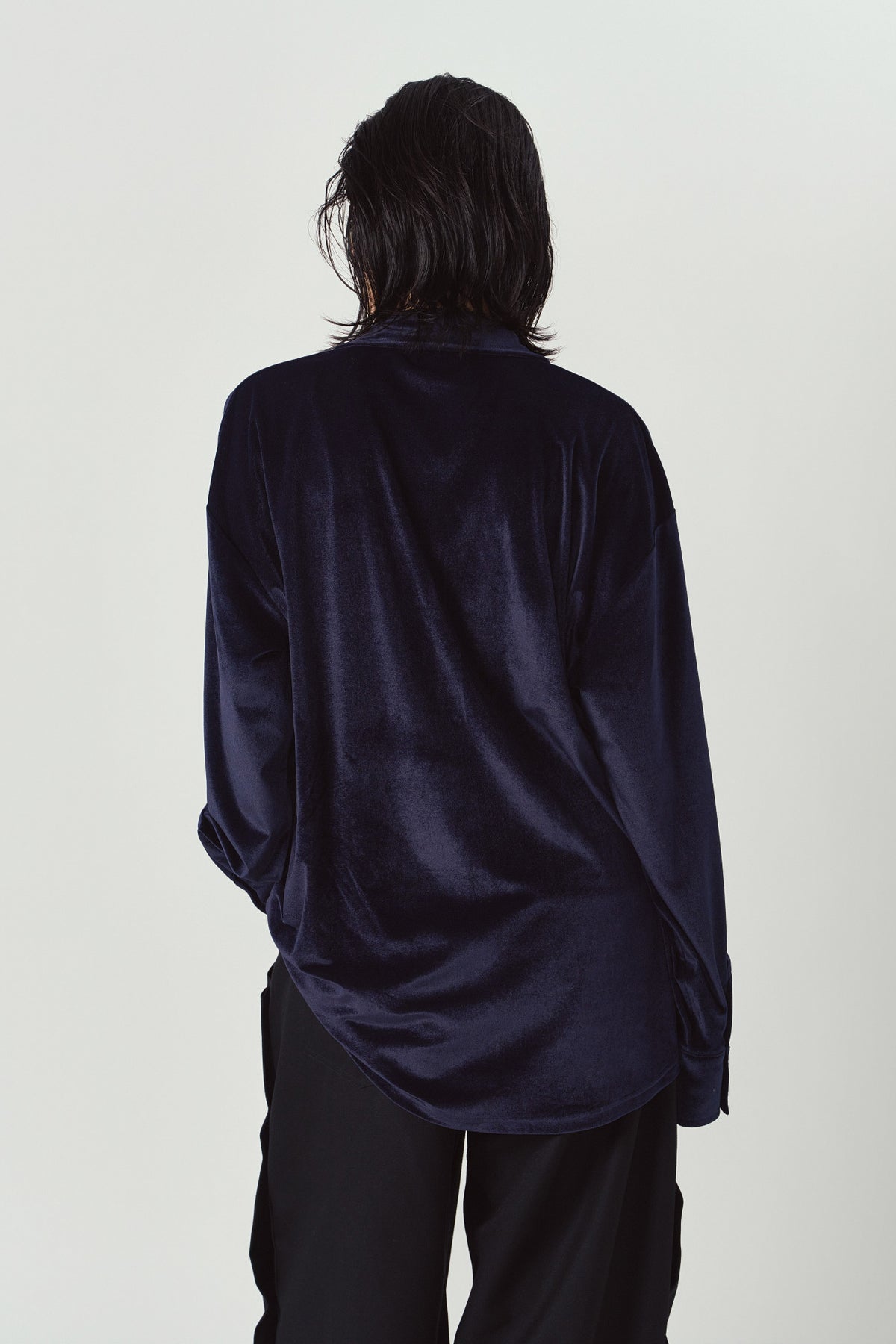 2way velour shirt/navy