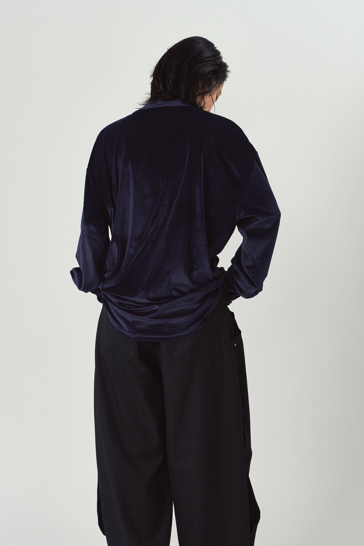 2way velour shirt/navy