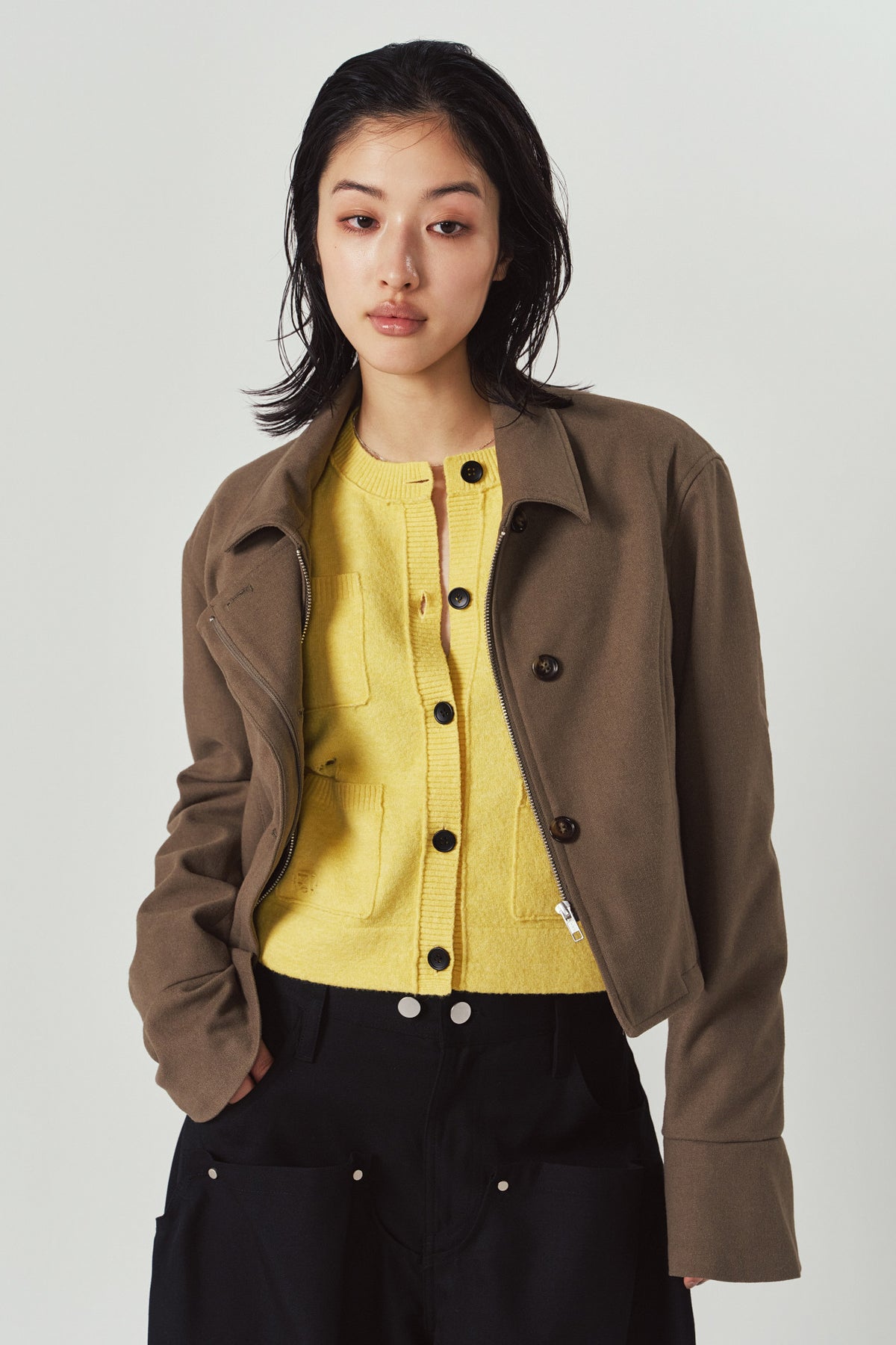 damaged pocket knit/yellow