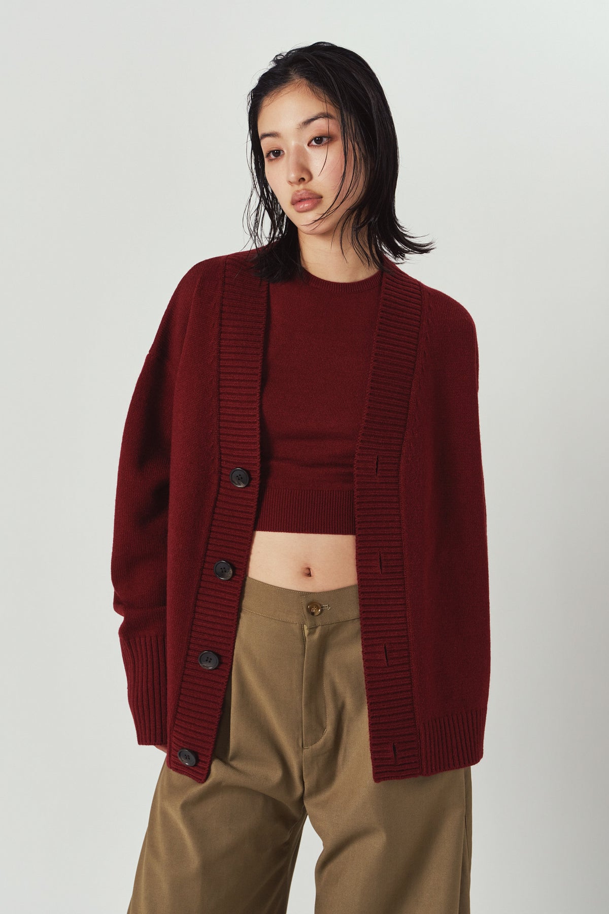 2-piece cardigan/red