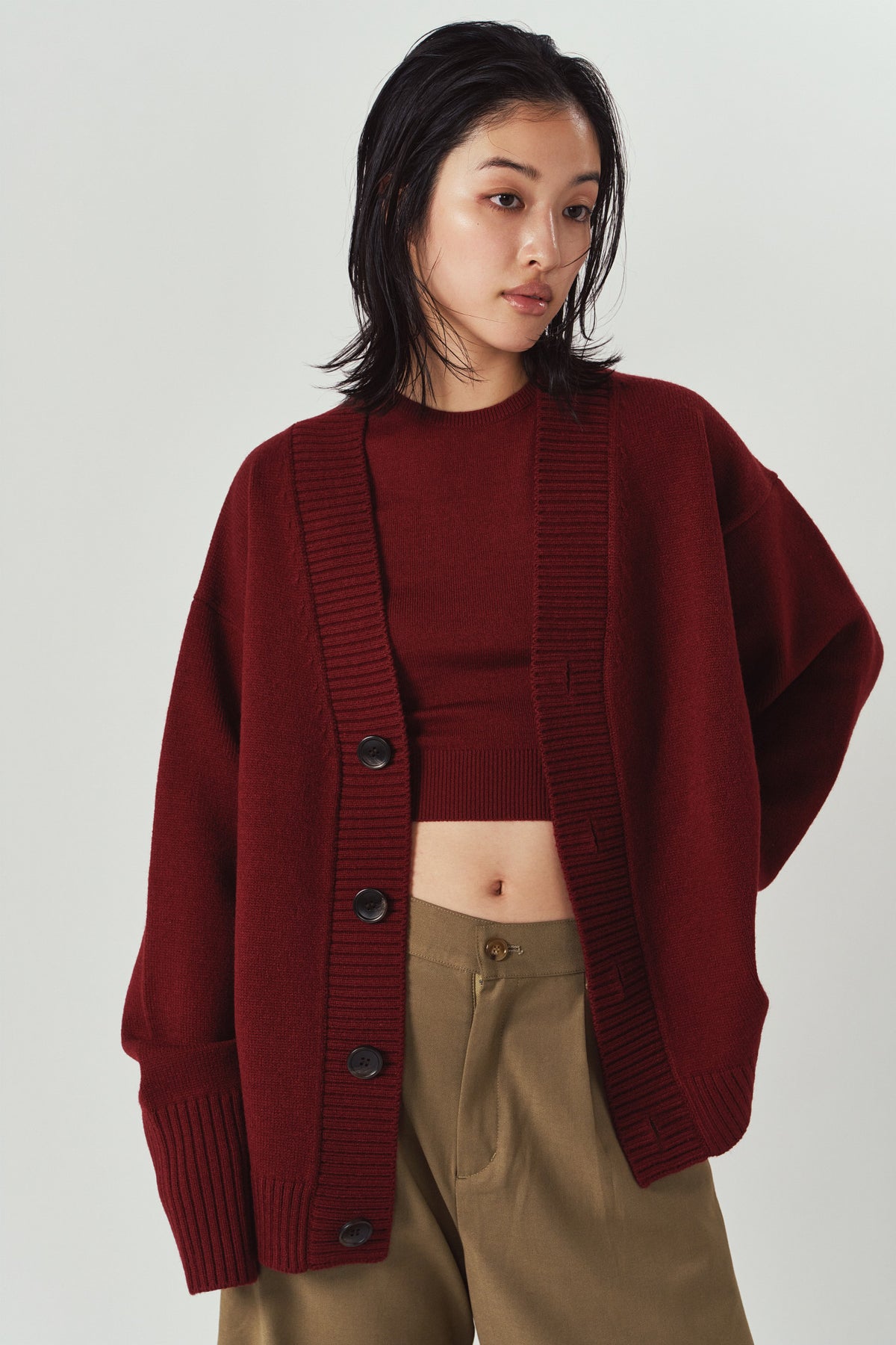 2-piece cardigan/red