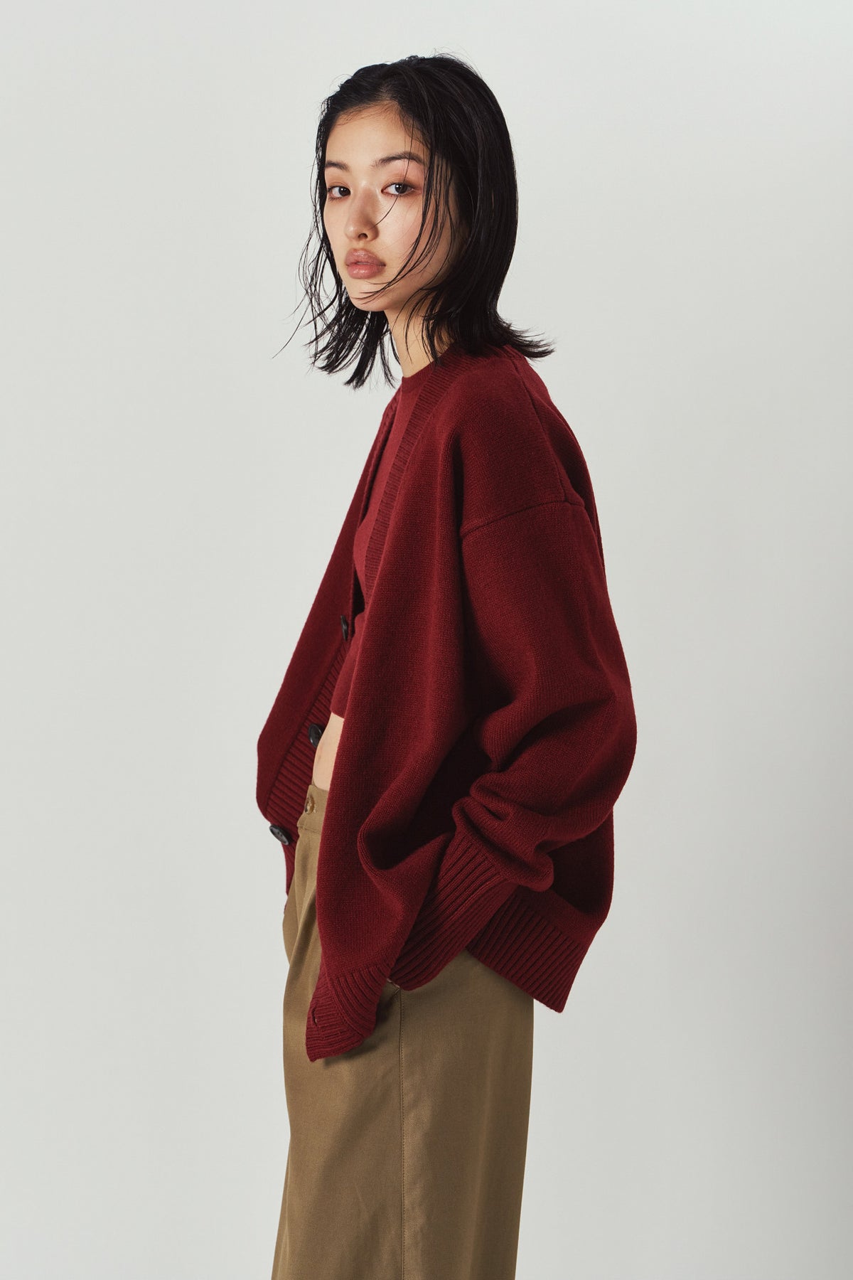 2-piece cardigan/red