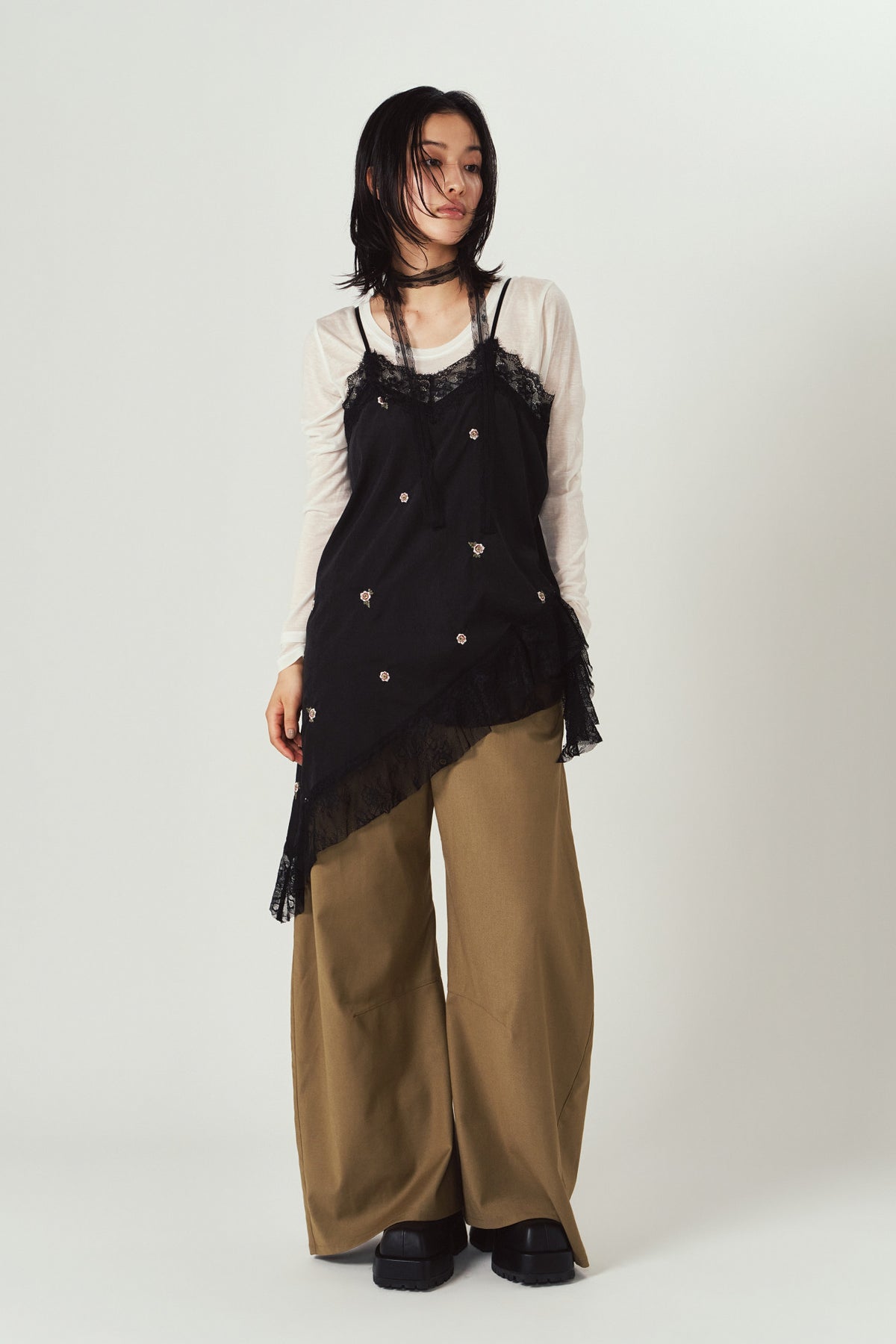 lace cami dress/black