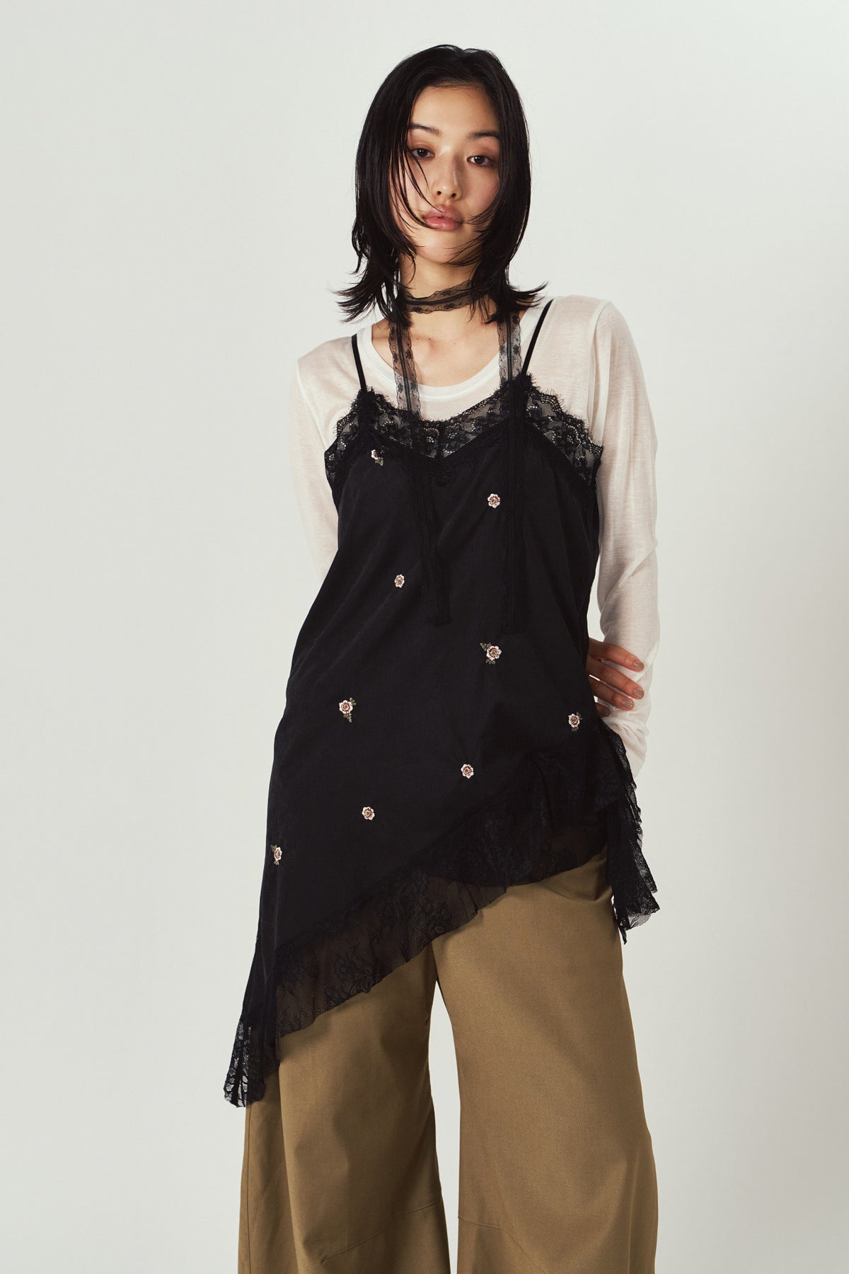 lace cami dress/black