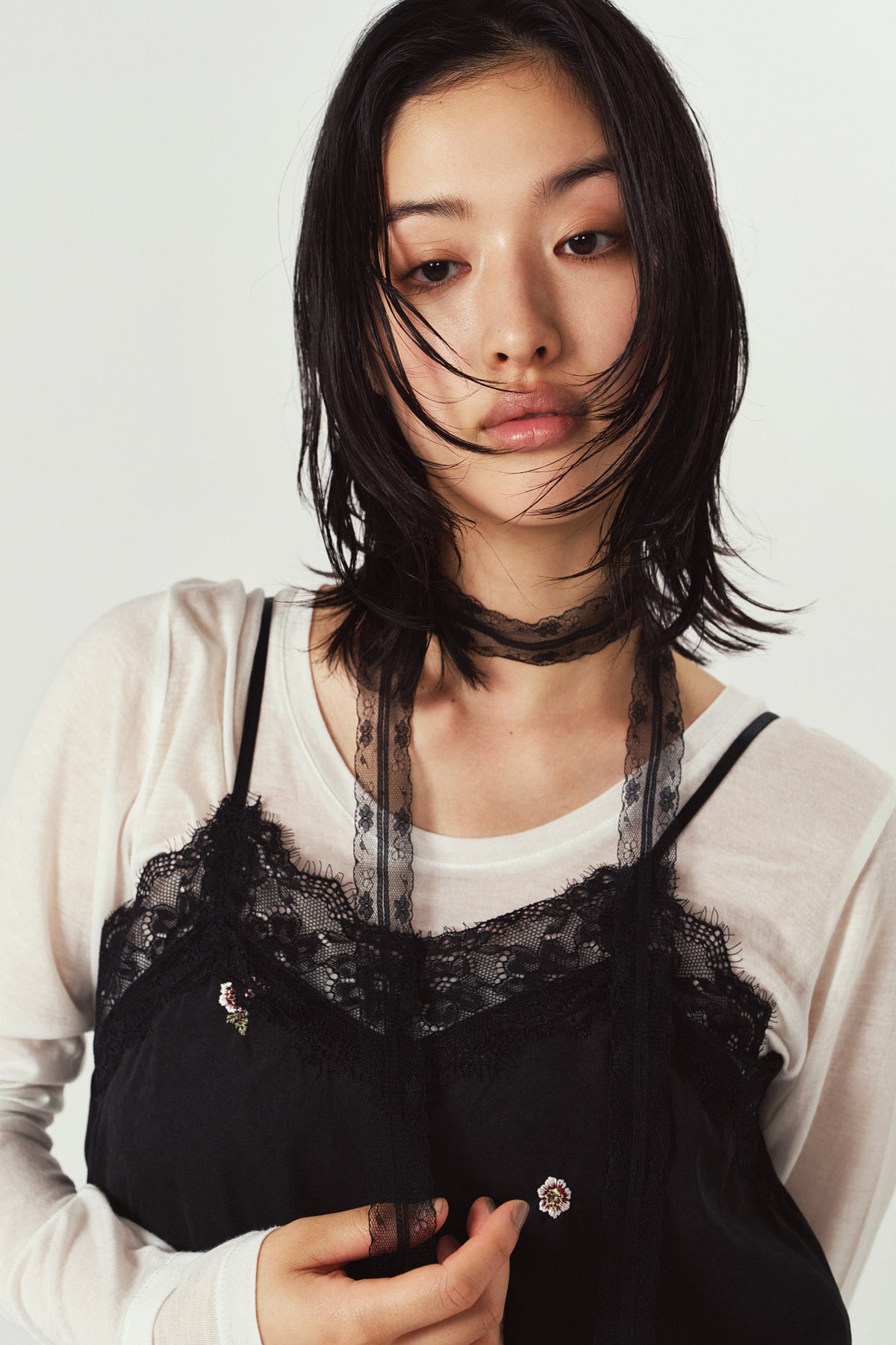 lace cami dress/black