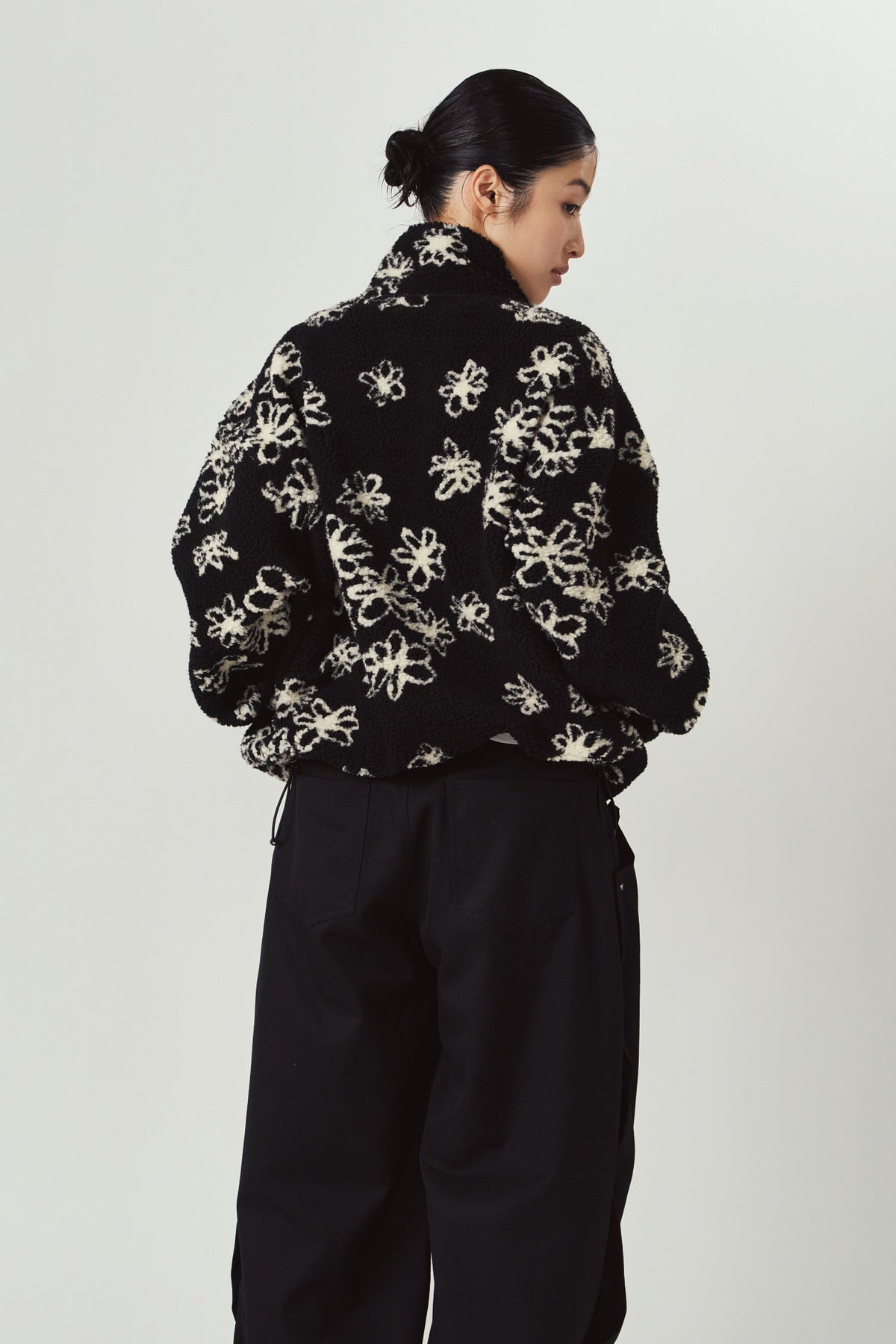 flower boa fleece(unisex)/black
