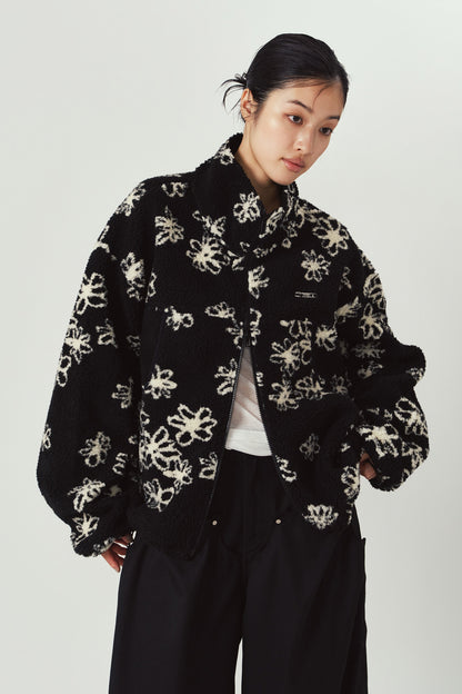 flower boa fleece(unisex)/black