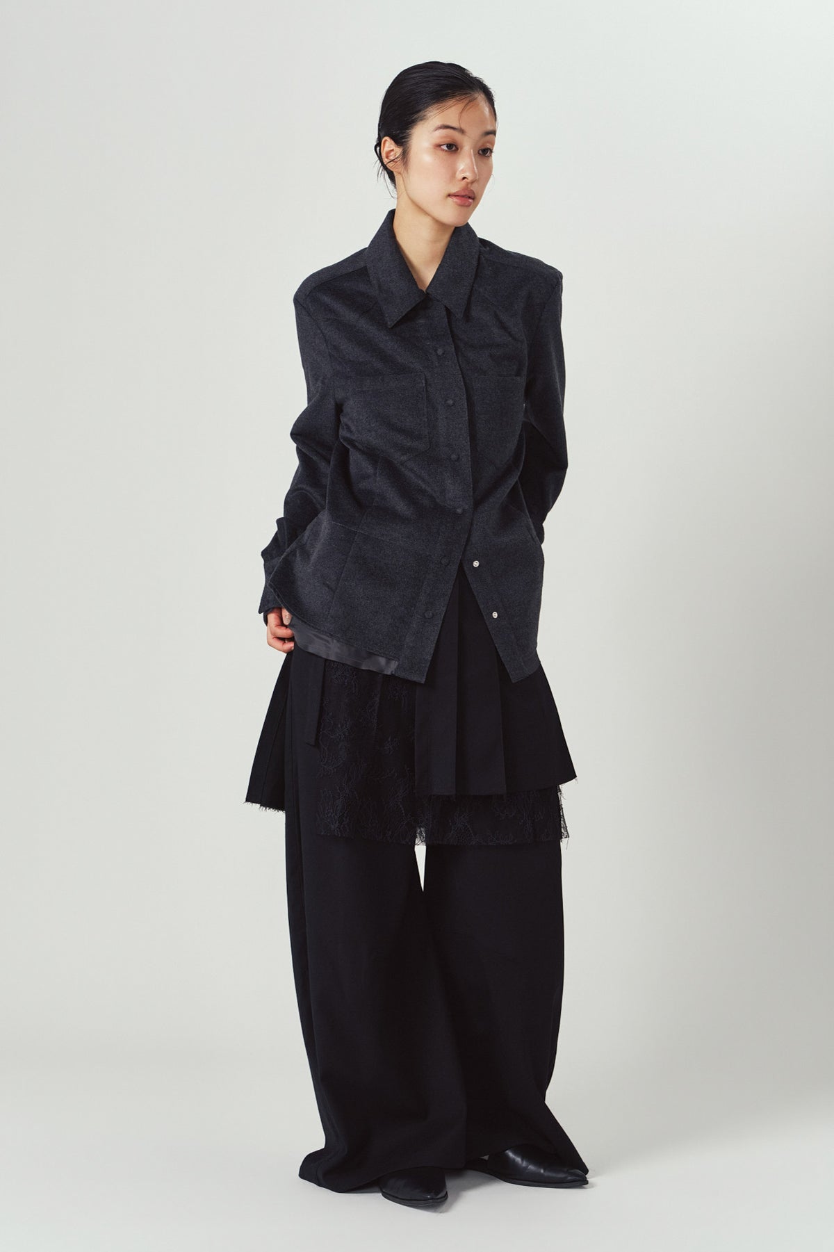 pleated skirt pants/black
