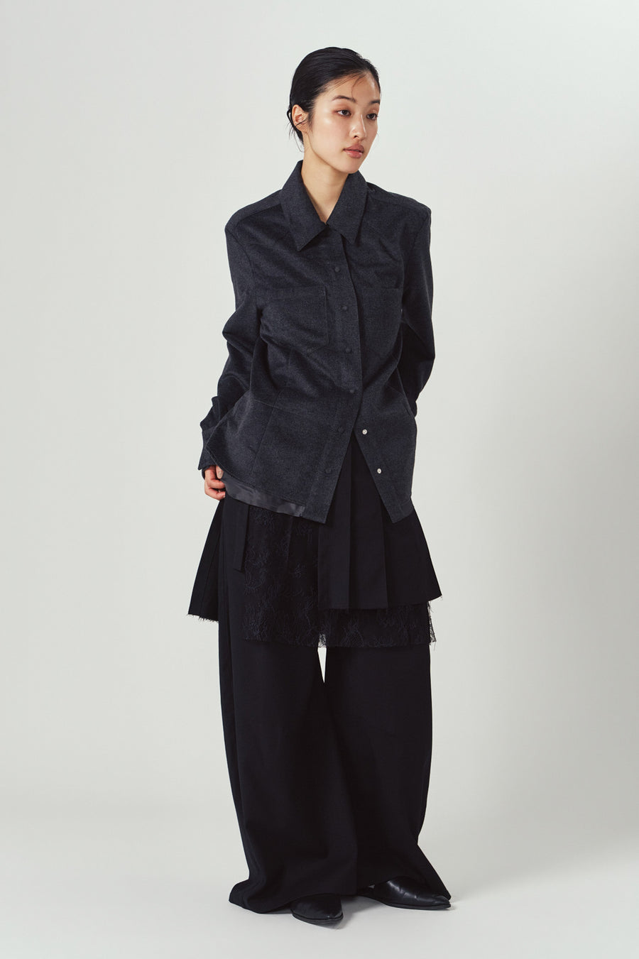 pleated skirt pants/black