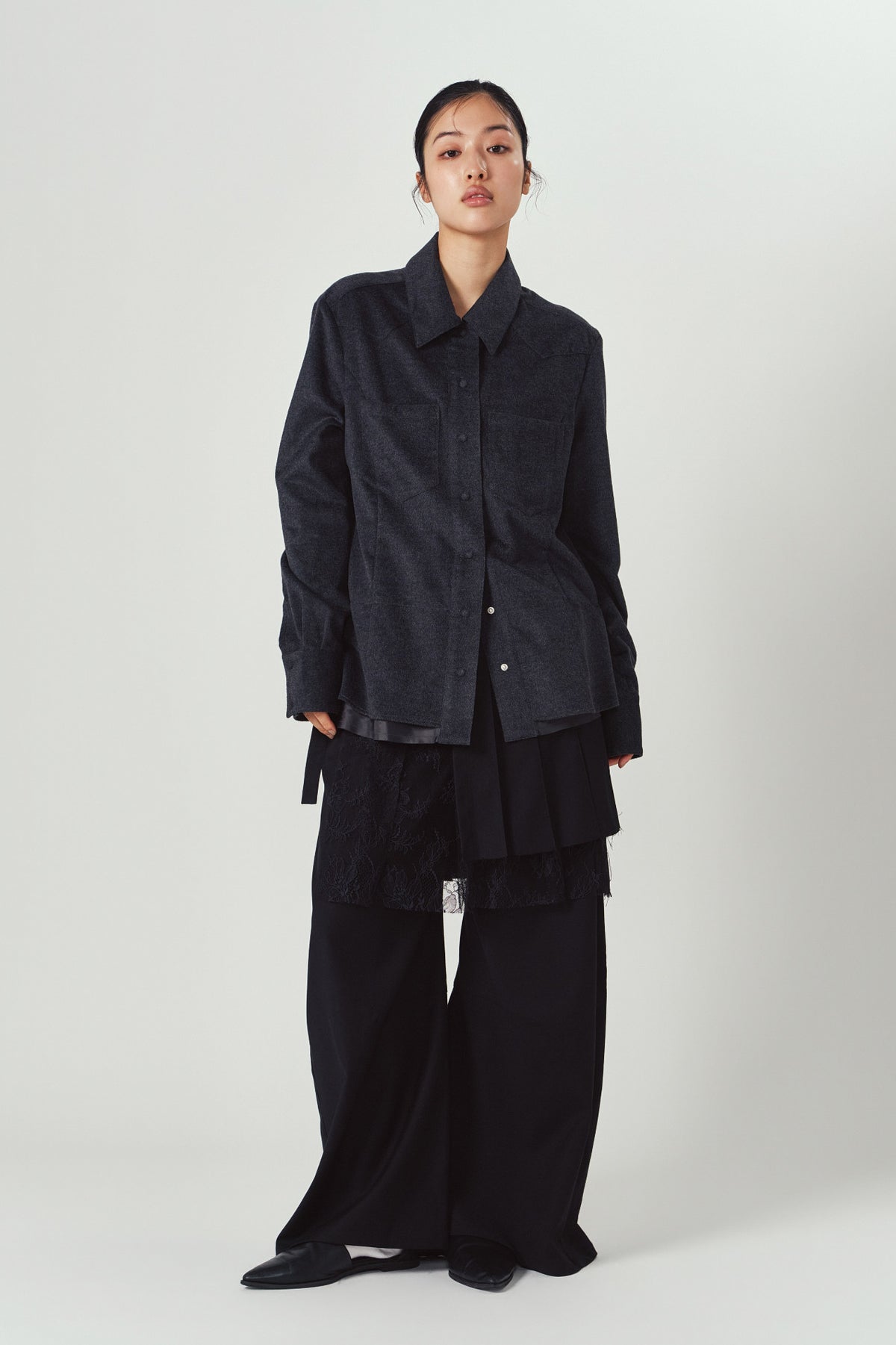 raw edge shirt/charcoal
