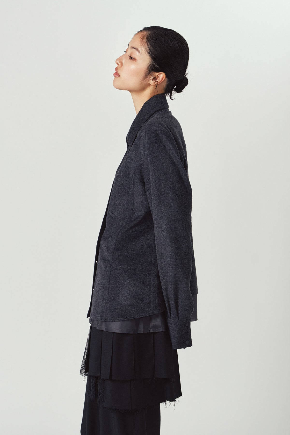 raw edge shirt/charcoal