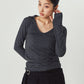 u-neck slim top/charcoal