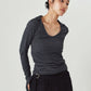 u-neck slim top/charcoal