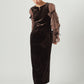 draped tulle dress/brown
