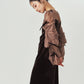 draped tulle dress/brown