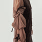draped tulle dress/brown