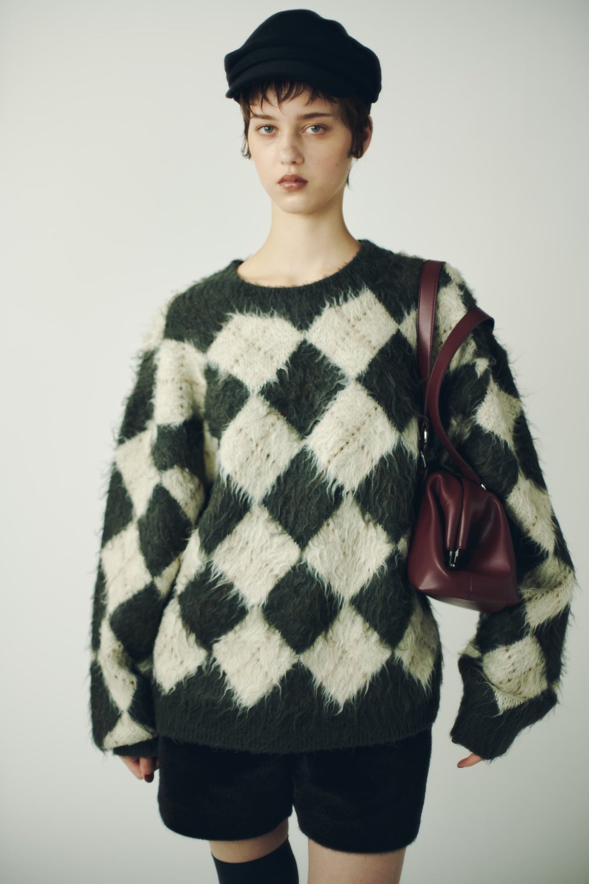 argyle knit(unisex)/brown