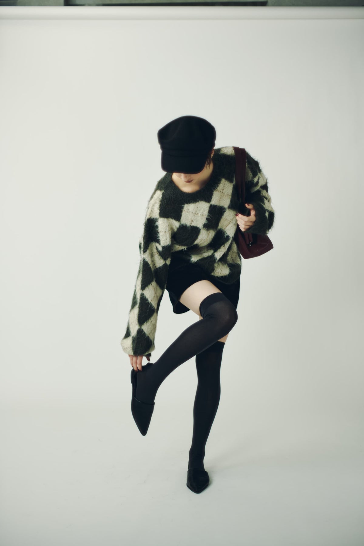 argyle knit(unisex)/brown