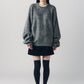 2way shaggy flower knit(unisex)/gray