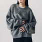 2way shaggy flower knit(unisex)/gray