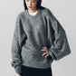 2way shaggy flower knit(unisex)/gray