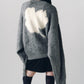 2way shaggy flower knit(unisex)/gray