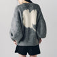 2way shaggy flower knit(unisex)/gray