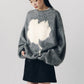 2way shaggy flower knit(unisex)/gray