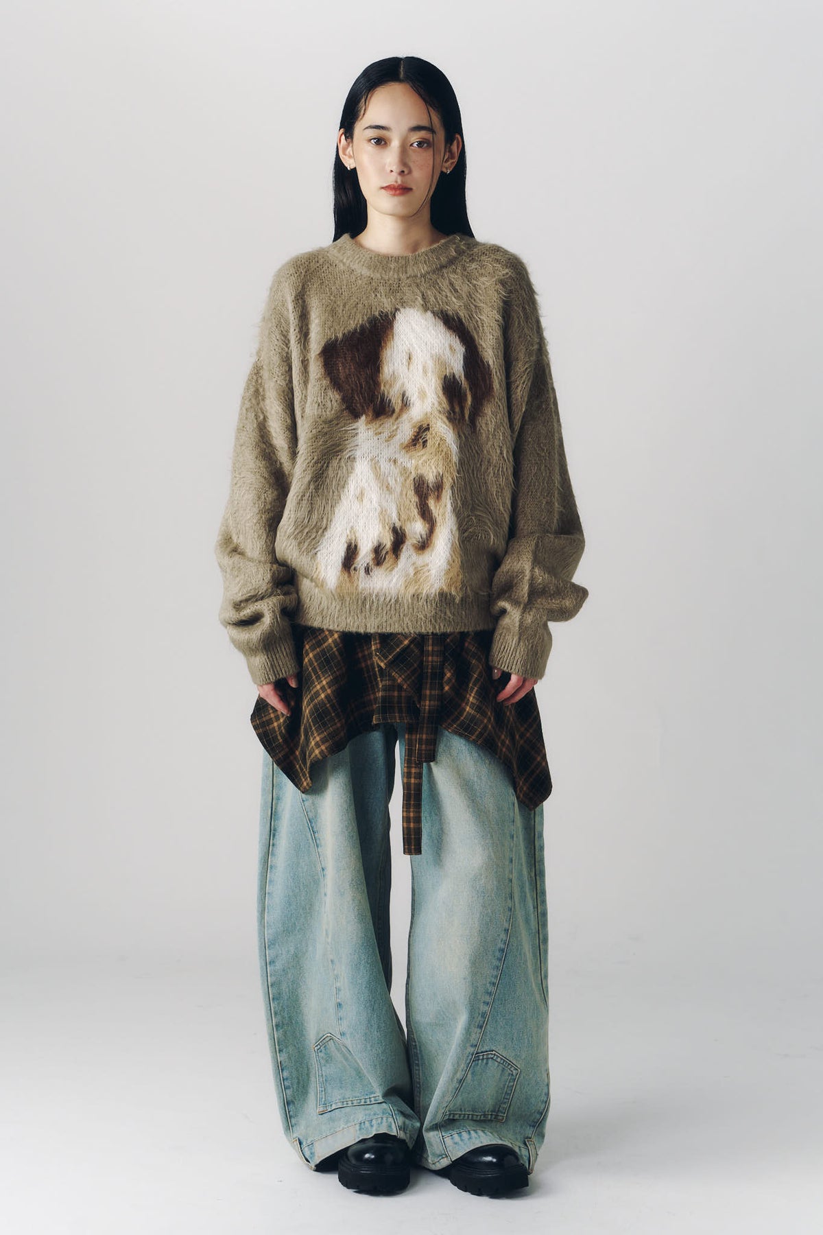 dalmatian shaggy knit(unisex)/beige