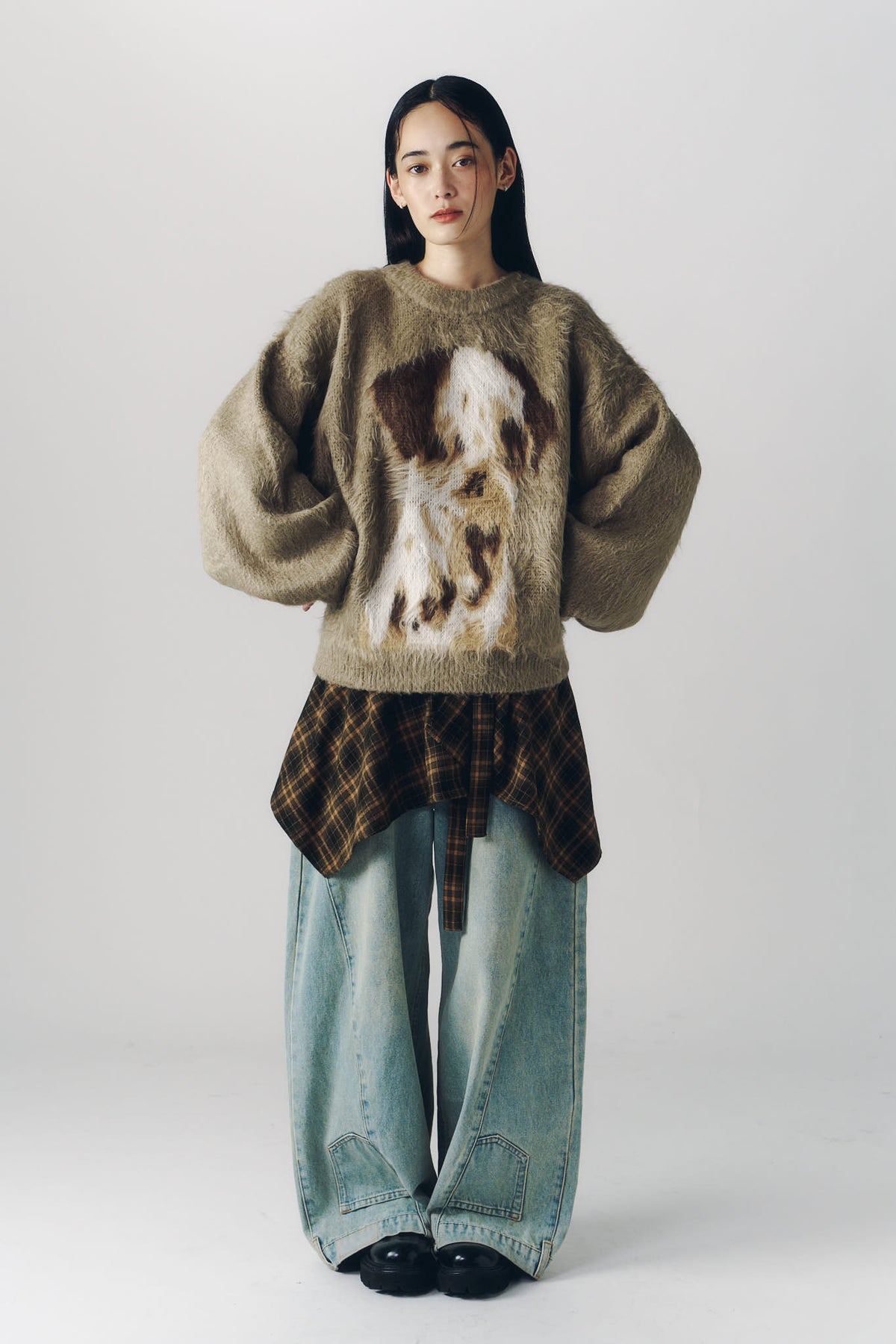 dalmatian shaggy knit(unisex)/beige
