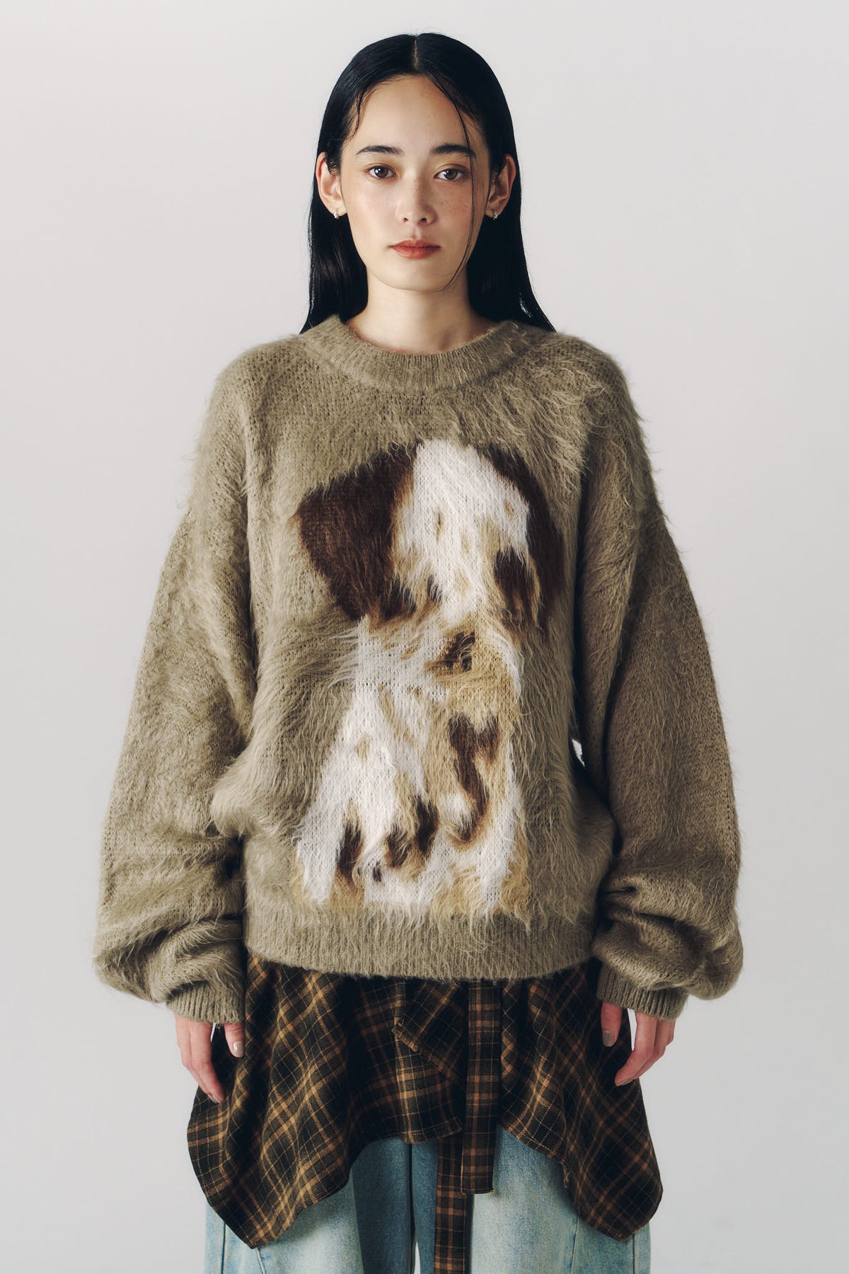 dalmatian shaggy knit(unisex)/beige