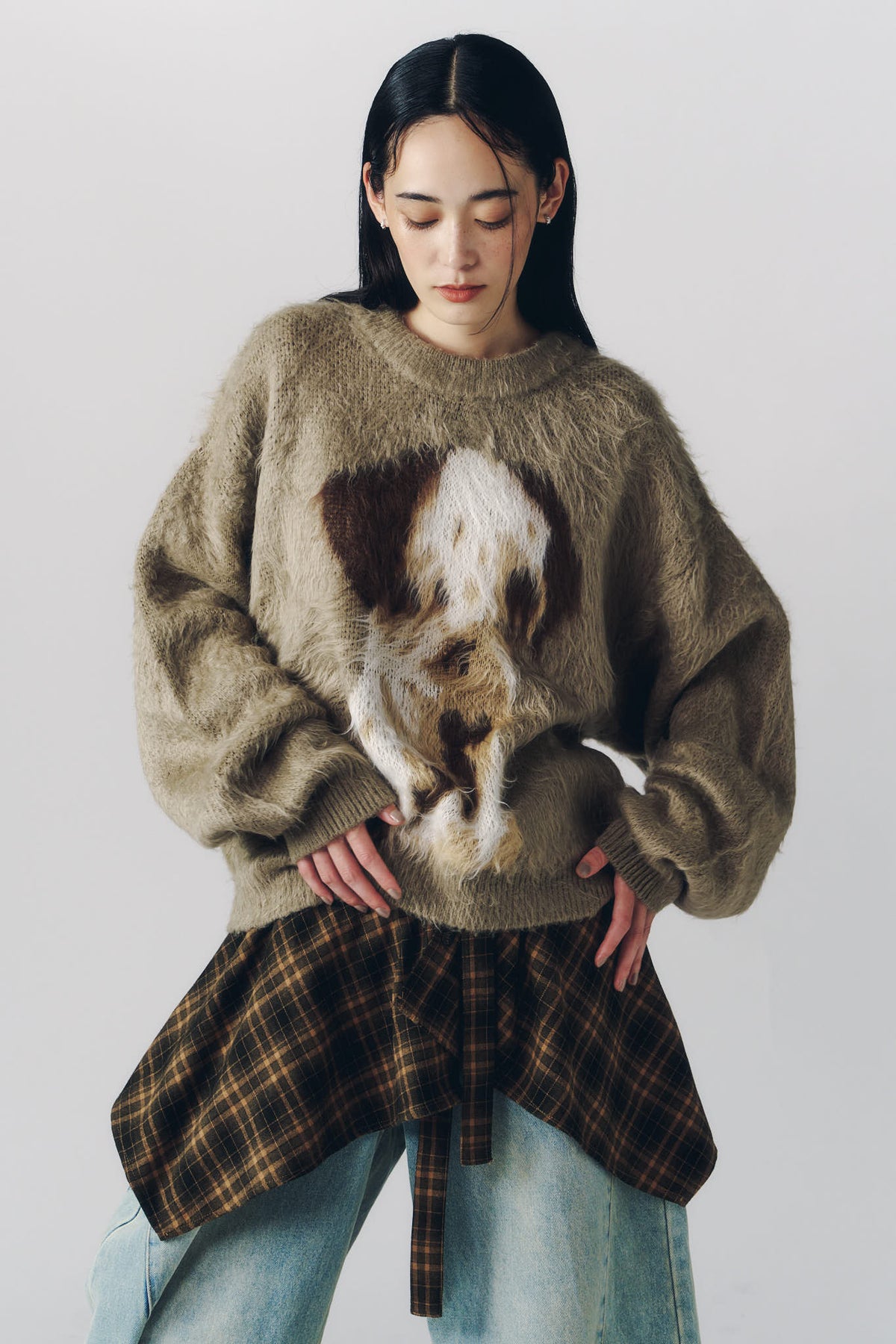 dalmatian shaggy knit(unisex)/beige