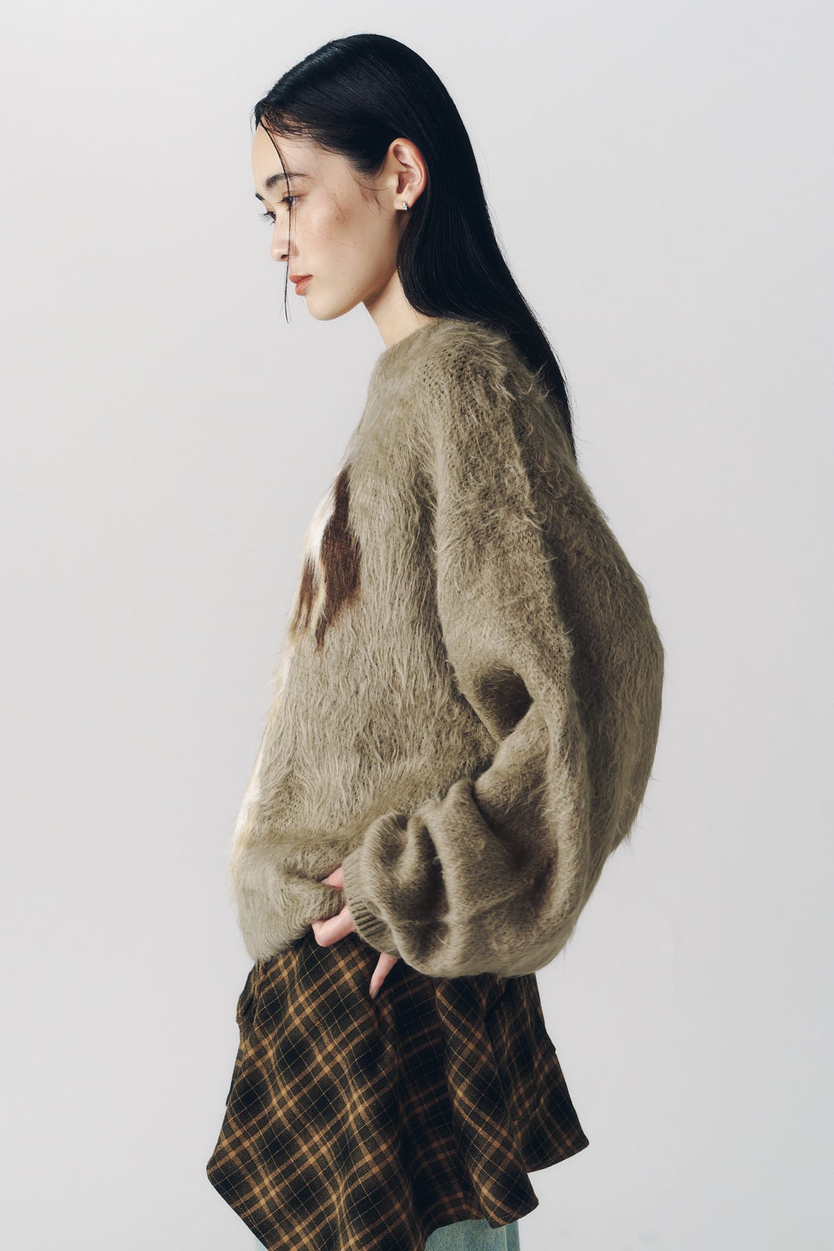 dalmatian shaggy knit(unisex)/beige