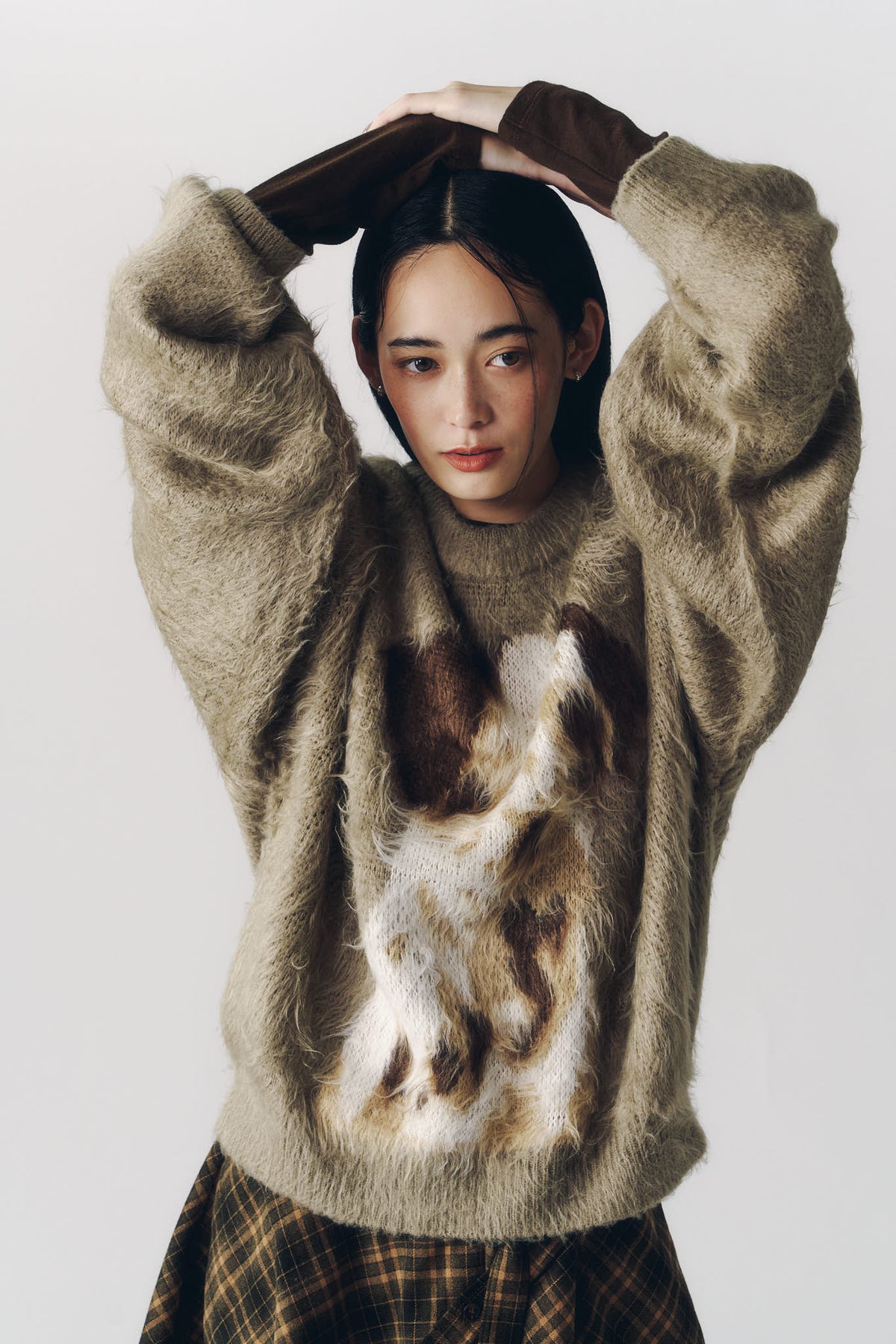 dalmatian shaggy knit(unisex)/beige