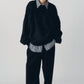 2way shaggy flower knit(unisex)/black