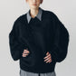 2way shaggy flower knit(unisex)/black