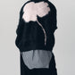 2way shaggy flower knit(unisex)/black