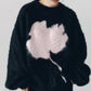 2way shaggy flower knit(unisex)/black