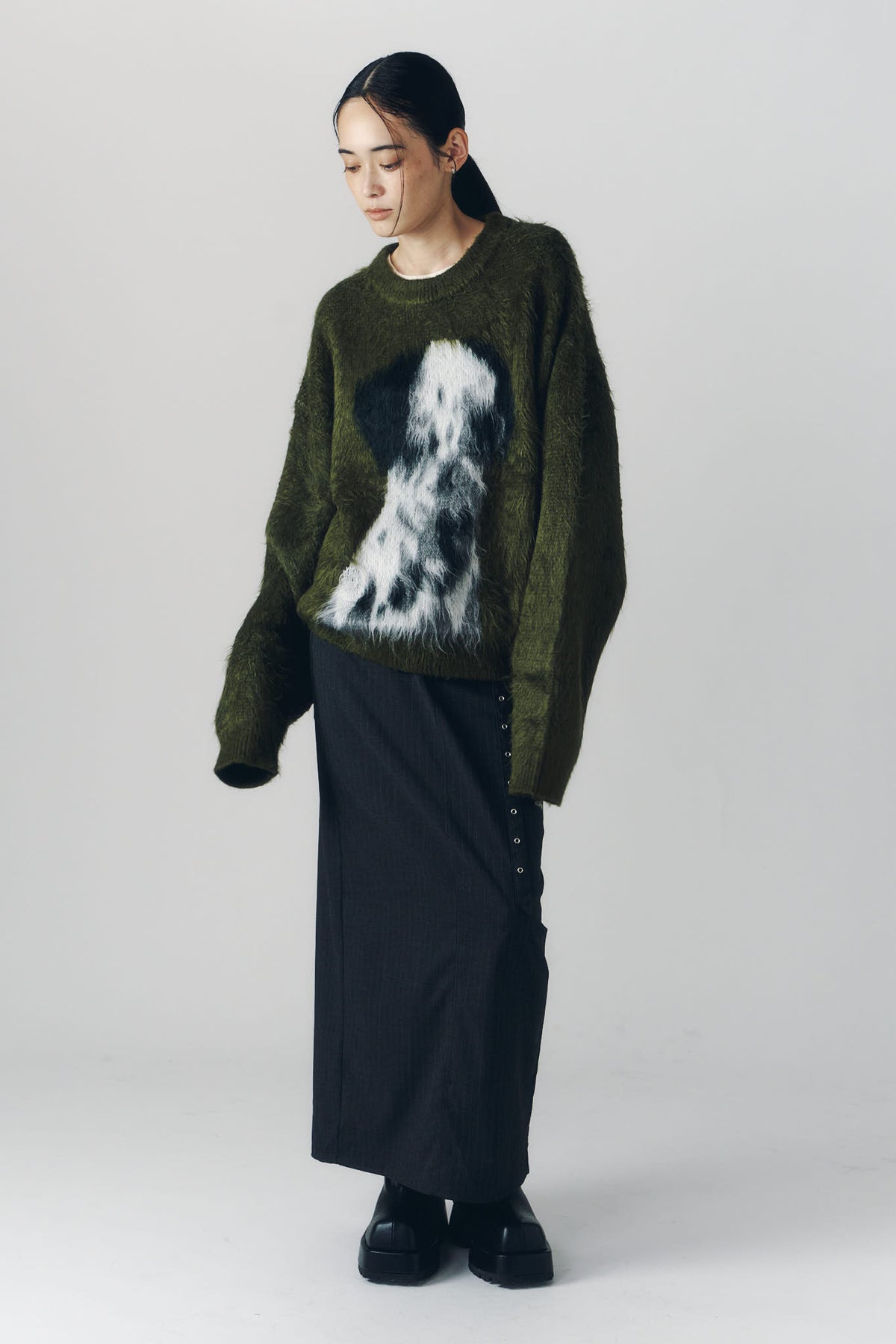 dalmatian shaggy knit(unisex)/green