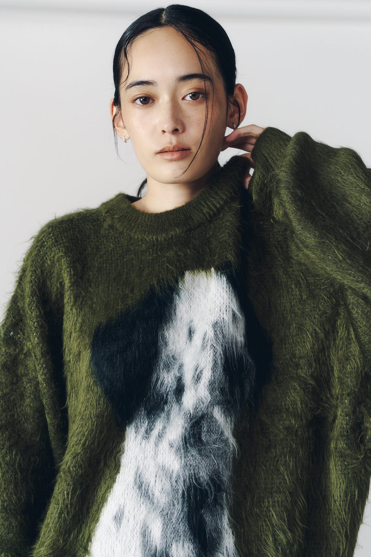 dalmatian shaggy knit(unisex)/green